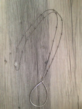 Load image into Gallery viewer, Handcrafted Jewelry-Silver Teardrop Necklace on Silver Beaded Chain
