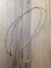 Load image into Gallery viewer, Handcrafted Jewelry-Brass Teardrop Necklace on Silver Beaded Chain
