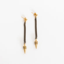 Load image into Gallery viewer, Handcrafted Jewelry-Brass Spike Post Earring-Brass Curb Chain
