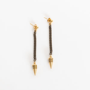 Handcrafted Jewelry-Brass Spike Post Earring-Brass Curb Chain