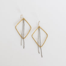 Load image into Gallery viewer, Handcrafted Jewelry-Brass Geometric Hoop/Silver Beaded Tassel
