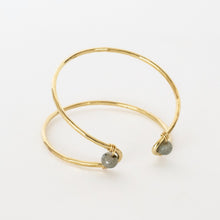Load image into Gallery viewer, Handcrafted Jewelry-Brass Marquise Cuff Bracelet with Labradorite Accent

