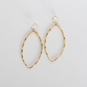 Handcrafted Jewelry-Brass Marquise Hoop Earring
