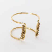 Load image into Gallery viewer, Handcrafted Jewelry-Brass Square Cuff Bracelet with Brass Metal Bead Accent

