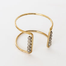 Load image into Gallery viewer, Handcrafted Jewelry-Brass Square Cuff Bracelet with Silver Bead Accent
