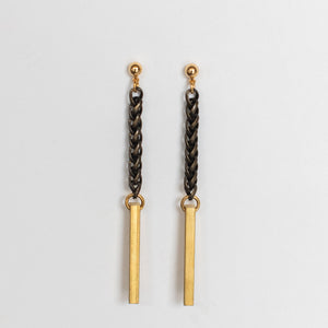 Handcrafted Jewelry-Brass Bar/Brass Wheat Earrings