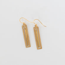 Load image into Gallery viewer, Handcrafted Jewelry-Brass Rectangle Earrings with Brass Bar Accent
