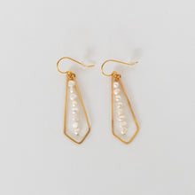 Load image into Gallery viewer, Handcrafted Jewelry-Brass Diamond Pearl Bar Earrings
