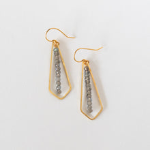 Load image into Gallery viewer, Handcrafted Jewelry-Brass Diamond Labradorite Bar Earrings
