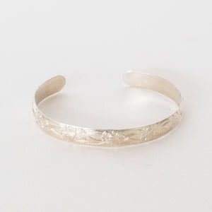 Handcrafted Jewelry-Sterling Silver Petal Textured Bracelet