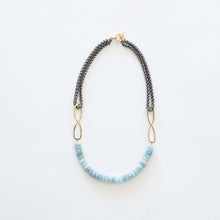 Load image into Gallery viewer, Hand Crafted Jewelry-Aquamarine Beaded Necklace with Silver Wheat Chain
