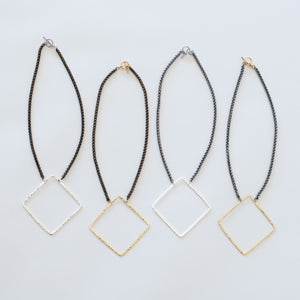 Handcrafted Jewelry-Square Necklaces on Short Chain