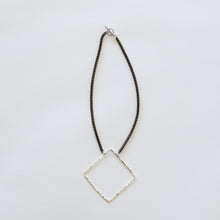 Load image into Gallery viewer, Handcrafted Jewelry-Silver Square Necklace on Brass Wheat Chain
