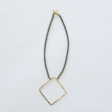 Load image into Gallery viewer, Handcrafted Jewelry-Brass Square Necklace on Silver Wheat Chain
