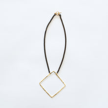 Load image into Gallery viewer, Handcrafted Jewelry-Brass Square Necklace on Brass Wheat Chain
