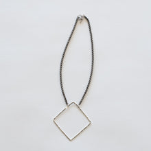 Load image into Gallery viewer, Handcrafted Jewelry-Silver Square Necklace on Silver Wheat Chain
