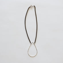 Load image into Gallery viewer, Handcrafted Jewelry-Silver Teardrop Necklace on Brass Wheat Chain
