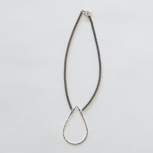 Load image into Gallery viewer, Handcrafted Jewelry-Silver Teardrop Necklace on Silver Wheat Chain
