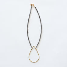 Load image into Gallery viewer, Handcrafted Jewelry-Brass Teardrop Necklace on Silver Wheat Chain
