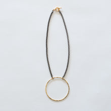 Load image into Gallery viewer, Handcrafted Jewelry-Brass Circle Necklace on Silver Wheat Chain
