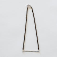 Load image into Gallery viewer, Handcrafted Jewelry-Hammered Silver Bar Necklace/Brass Wheat Chain
