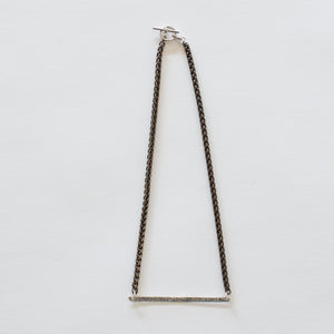 Handcrafted Jewelry-Hammered Silver Bar Necklace/Brass Wheat Chain