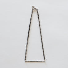 Load image into Gallery viewer, Handcrafted Jewelry-Hammered Silver Bar Necklace/Silver Wheat Chain
