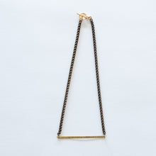Load image into Gallery viewer, Handcrafted Jewelry-Hammered Brass Bar Necklace/Brass Wheat Chain
