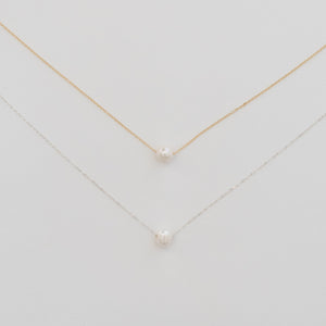 Handcrafted Jewelry-Simple Pearl Necklace on Gold-Filled or Sterling Silver Chain