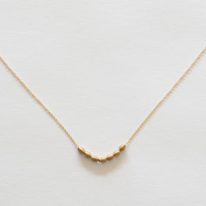 Handcrafted Jewelry-Multi Gold Bead Necklace on Gold-Filled Chain