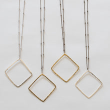 Load image into Gallery viewer, Handcrafted Jewelry-Square Pendant Necklace on Beaded Chain
