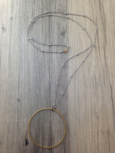 Load image into Gallery viewer, Handcrafted Jewelry-Brass Circle Necklace on Silver Beaded Chain
