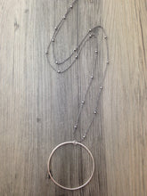 Load image into Gallery viewer, Handcrafted Jewelry-Silver Circle Necklace on Silver Beaded Chain
