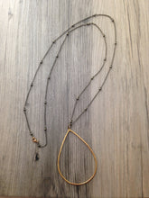 Load image into Gallery viewer, Handcrafted Jewelry-Brass Teardrop Necklace on Brass Beaded Chain
