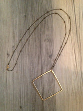 Load image into Gallery viewer, Handcrafted Jewelry-Brass Square Necklace on Brass Beaded Chain
