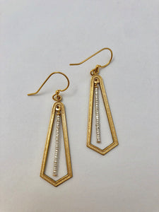 Brass Hoop/Silver Beaded Bar Earrings