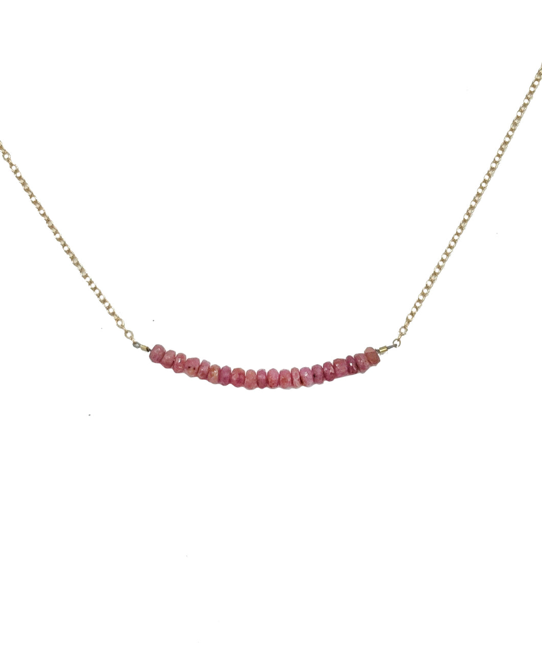 Tiny Pink Sapphire Bar Necklace