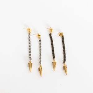 Handcrafted Jewelry-Brass Spike Post Earrings