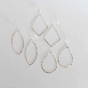 Handcrafted Jewelry-Silver Hoop Earrings