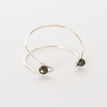 Load image into Gallery viewer, Handcrafted Jewelry-Silver Marquise Cuff Bracelet with Pyrite Accent
