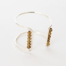 Load image into Gallery viewer, Handcrafted Jewelry-Silver Square Cuff Bracelet with Brass Metal Bead Accent
