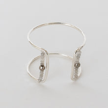 Load image into Gallery viewer, Handcrafted Jewelry-Silver Square Cuff Bracelet with Labradorite/Silver Metal Bead Accent
