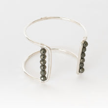 Load image into Gallery viewer, Handcrafted Jewelry-Silver Square Cuff Bracelet with Pyrite Accent
