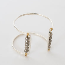 Load image into Gallery viewer, Handcrafted Jewelry-Silver Square Cuff Bracelet with Silver Bead Accent
