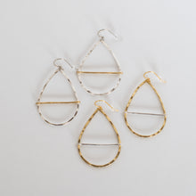 Load image into Gallery viewer, Handcrafted Jewelry-Teardrop Hoop Earrings with Mixed Metal Bar
