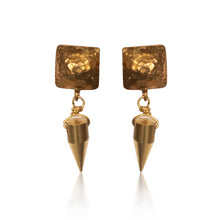 Load image into Gallery viewer, Brass Square Post/Brass Spike Earrings
