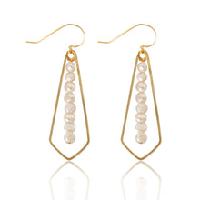 Load image into Gallery viewer, Brass Diamond Pearl Bar Earrings
