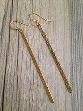 Load image into Gallery viewer, Handcrafted Jewelry-Hammered Brass Bar Earrings
